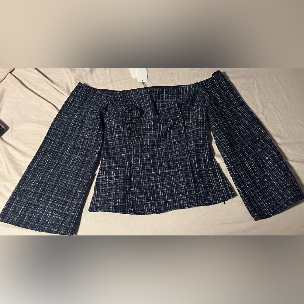 Zara Tweed Off Shoulder Top